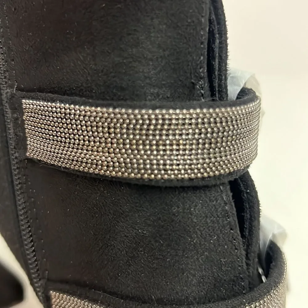 Venus sexy stiletto ankle boots with‎ metal graphite hardware D15